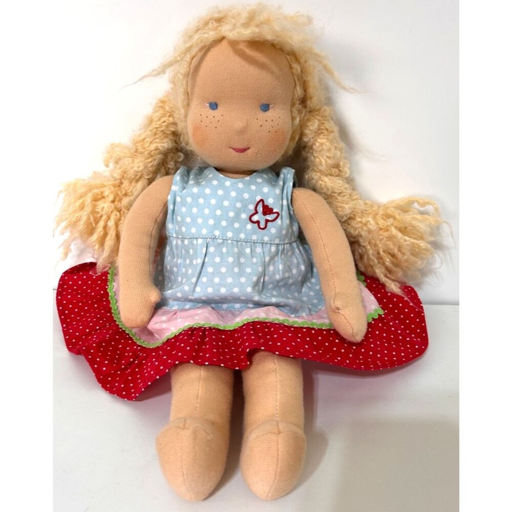 Kathe Kruse Germany Waldorf Doll Tolipar Sheep Stuffing‎ Mohair Blonde Hair 15in
